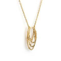925 Sterling Silver Gold Multi-Layered Textured Pendant Necklace