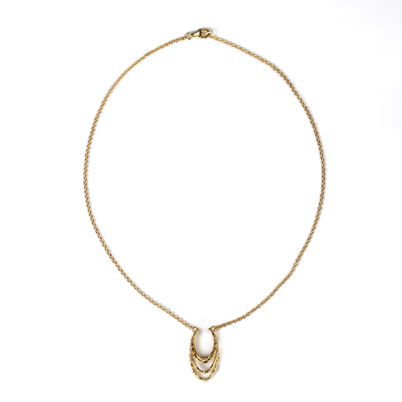 925 Sterling Silver Gold Multi-Layered Textured Pendant Necklace