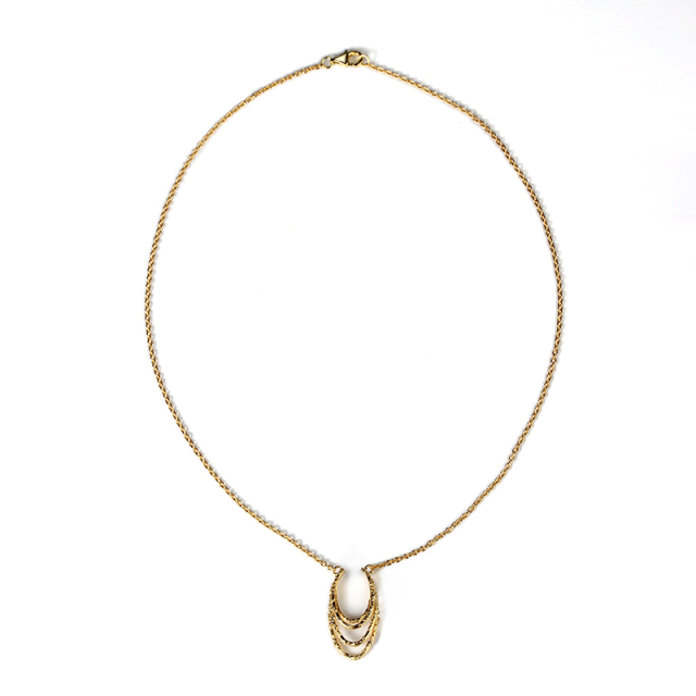 925 Sterling Silver Gold Multi-Layered Textured Pendant Necklace