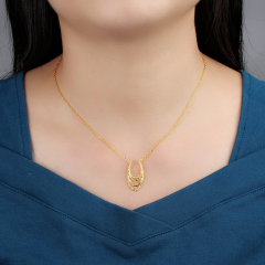 925 Sterling Silver Gold Multi-Layered Textured Pendant Necklace