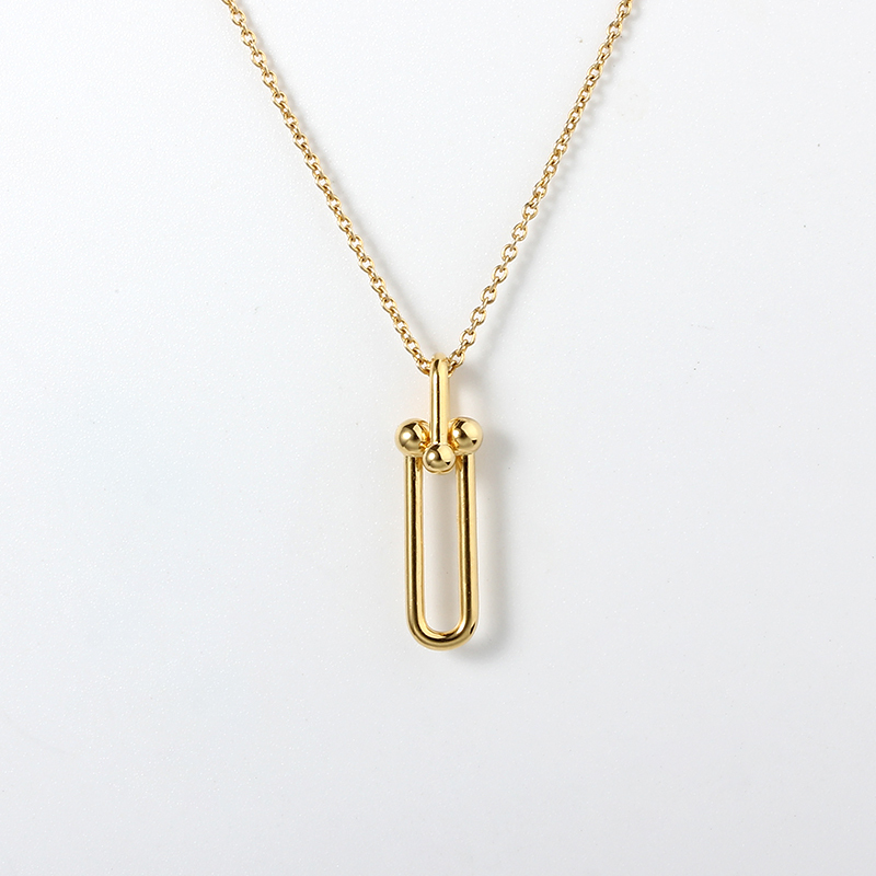 925 Sterling Silver Gold Paperclip Link Pendant Necklace