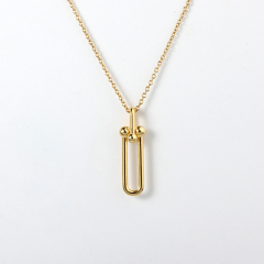 925 Sterling Silver Gold Paperclip Link Pendant Necklace