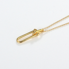 925 Sterling Silver Gold Paperclip Link Pendant Necklace