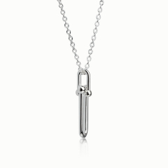 925 Sterling Silver Gold Paperclip Link Pendant Necklace