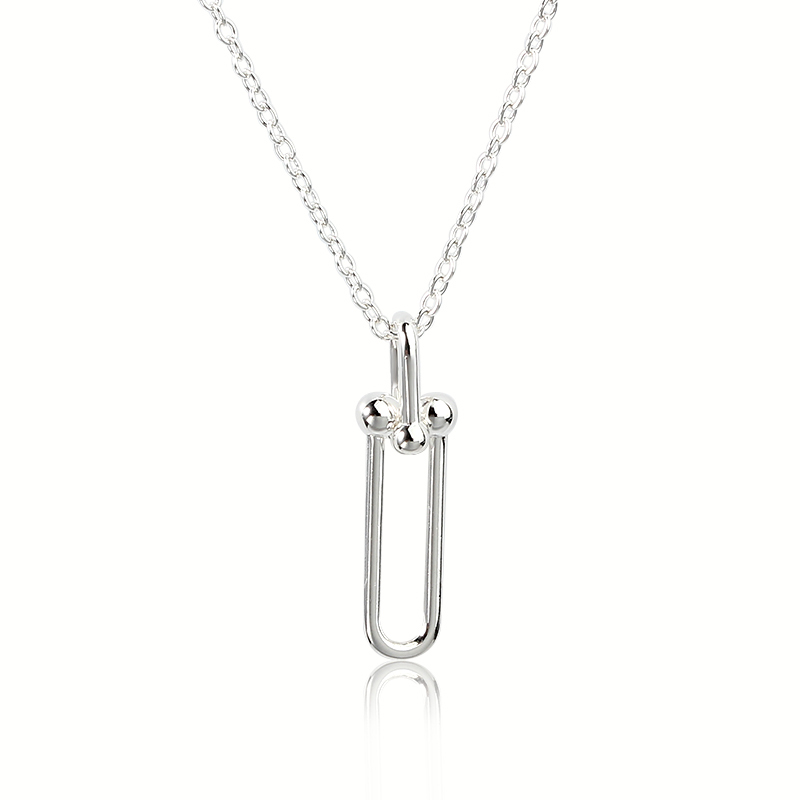 925 Sterling Silver Gold Paperclip Link Pendant Necklace