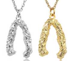 925 Sterling Silver and Gold Textured Wishbone Pendant Necklaces