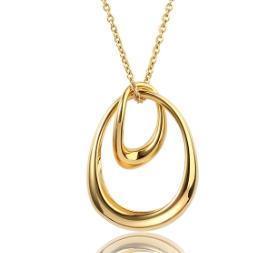 925 Sterling Silver Gold Double Interlocking Oval Pendant Necklace