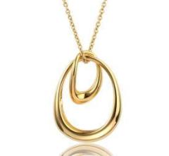 925 Sterling Silver Gold Double Interlocking Oval Pendant Necklace