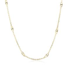 925 Sterling Silver Satellite Chain Necklace with Figaro Accents