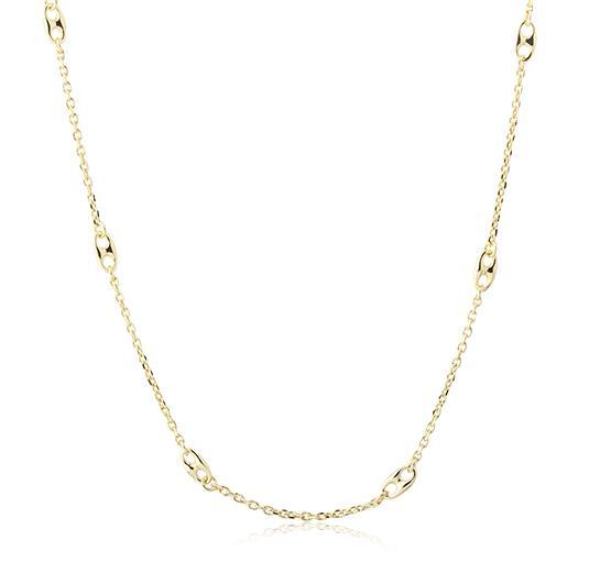 925 Sterling Silver Satellite Chain Necklace with Figaro Accents