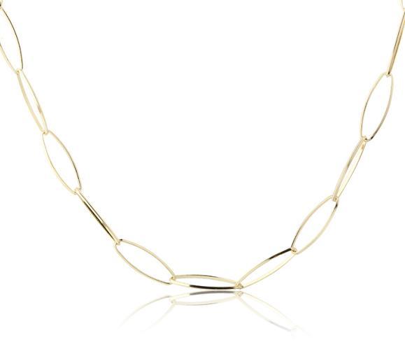 925 Sterling Silver Gold Elongated Oval Paperclip Link Chain Necklace
