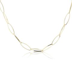 925 Sterling Silver Gold Elongated Oval Paperclip Link Chain Necklace