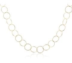 925 Sterling Silver Gold Textured Interlocking Circle Link Chain Necklace