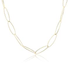 925 Sterling Silver Gold Textured Paperclip Chain Necklace