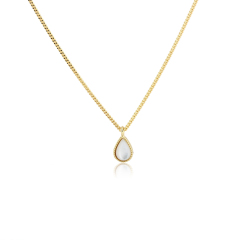 925 Sterling Silver Teardrop Mother of Pearl Pendant Necklace