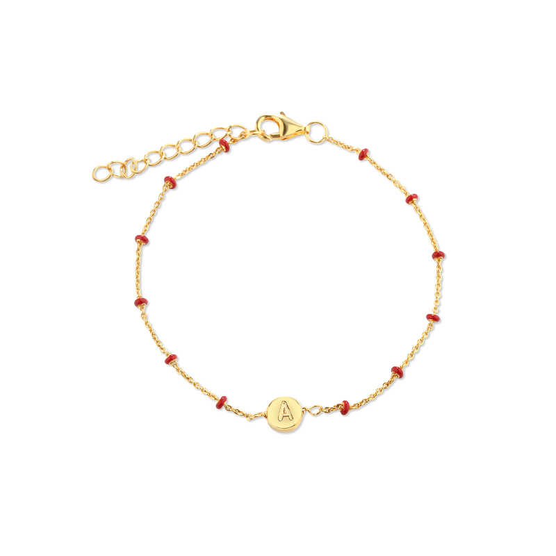 925 Sterling Silver Multi-Color Enamel Initial Letter Bracelet