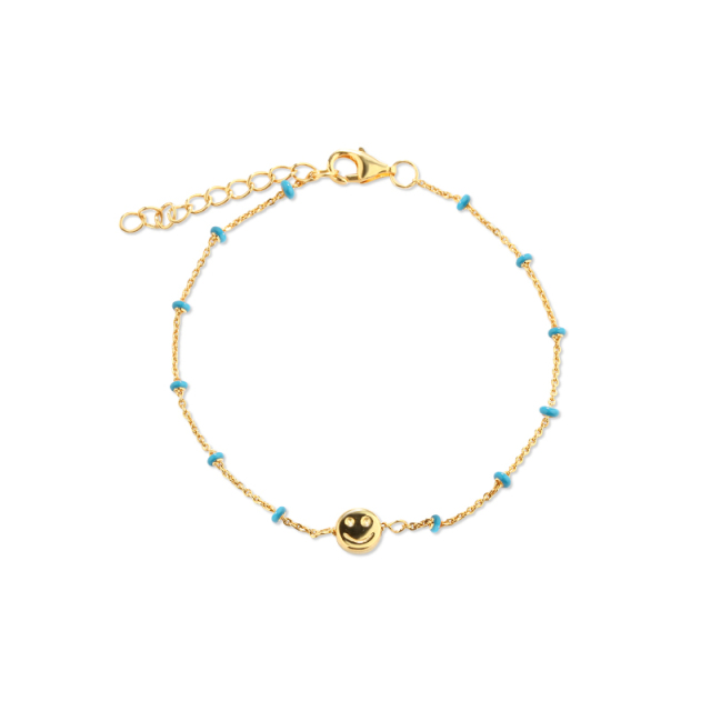 925 Sterling Silver Multi-Color Enamel Initial Letter Bracelet