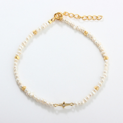 925 Sterling Silver Freshwater Pearl Starburst Charm Bracelet