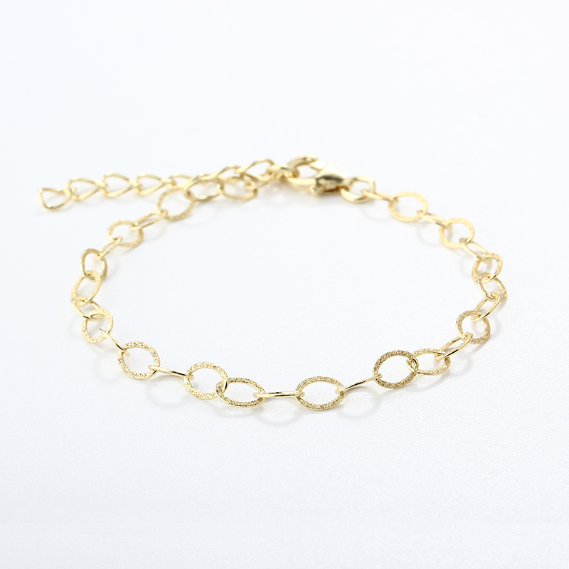 925 Sterling Silver Textured Oval Link Chain Bracelet