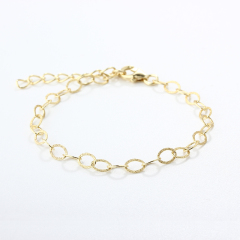 925 Sterling Silver Textured Oval Link Chain Bracelet