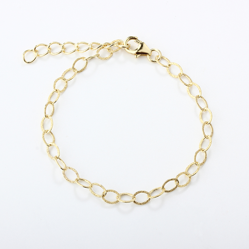 925 Sterling Silver Textured Oval Link Chain Bracelet