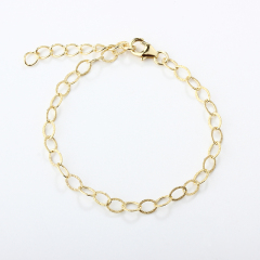 925 Sterling Silver Textured Oval Link Chain Bracelet
