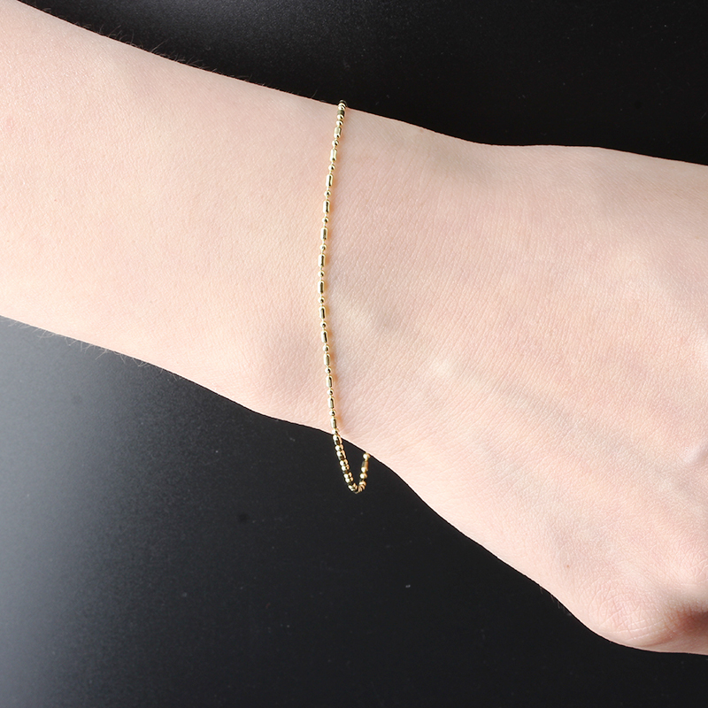 925 Sterling Silver Beaded Bar Chain Bracelet