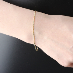 925 Sterling Silver Beaded Bar Chain Bracelet