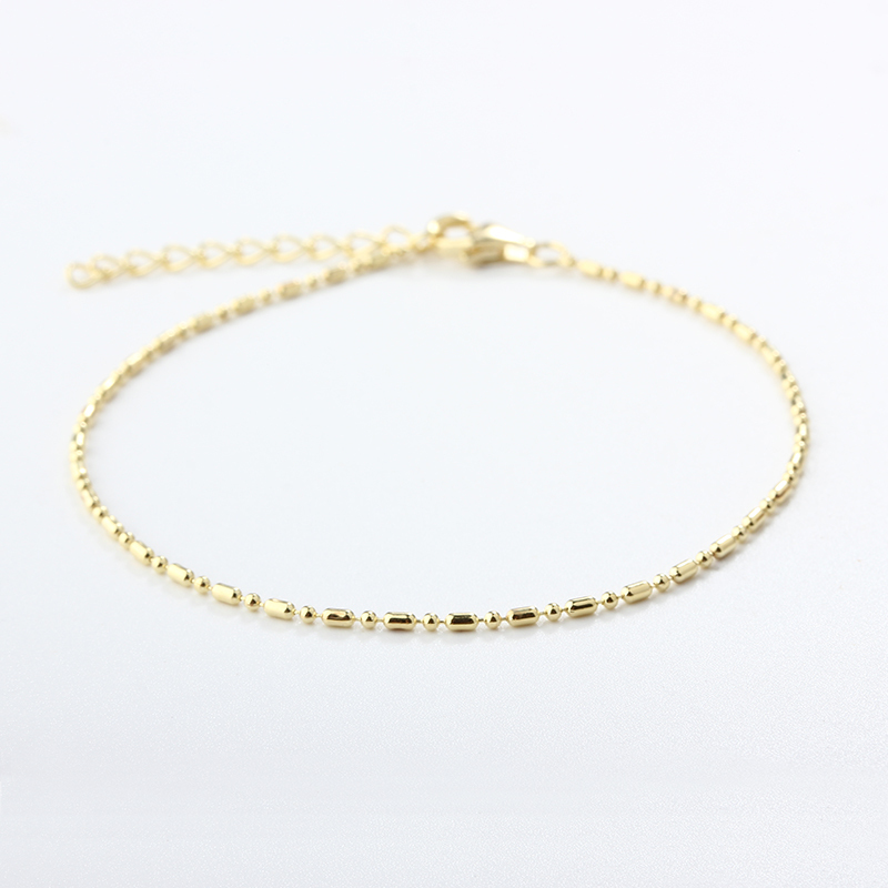 925 Sterling Silver Beaded Bar Chain Bracelet