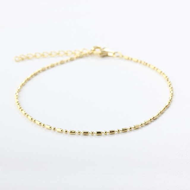 925 Sterling Silver Beaded Bar Chain Bracelet