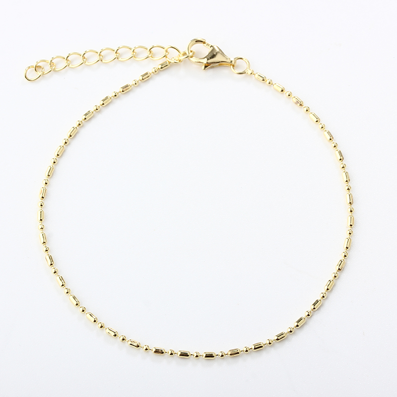 925 Sterling Silver Beaded Bar Chain Bracelet