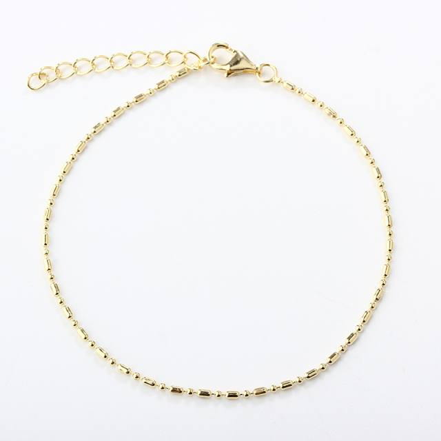 925 Sterling Silver Beaded Bar Chain Bracelet