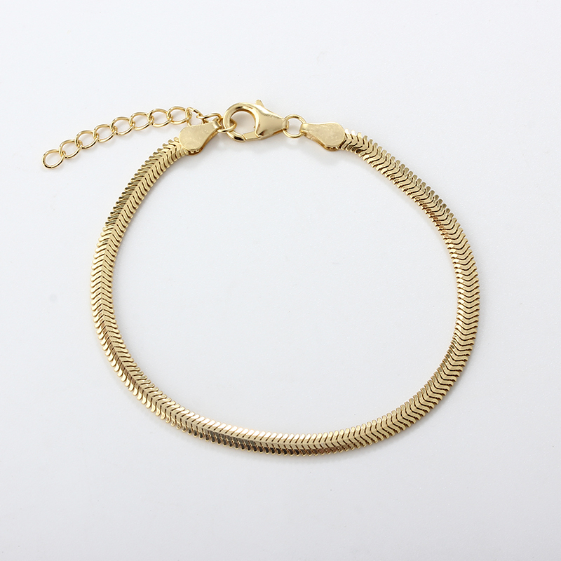 925 Sterling Silver Herringbone Chain Bracelet