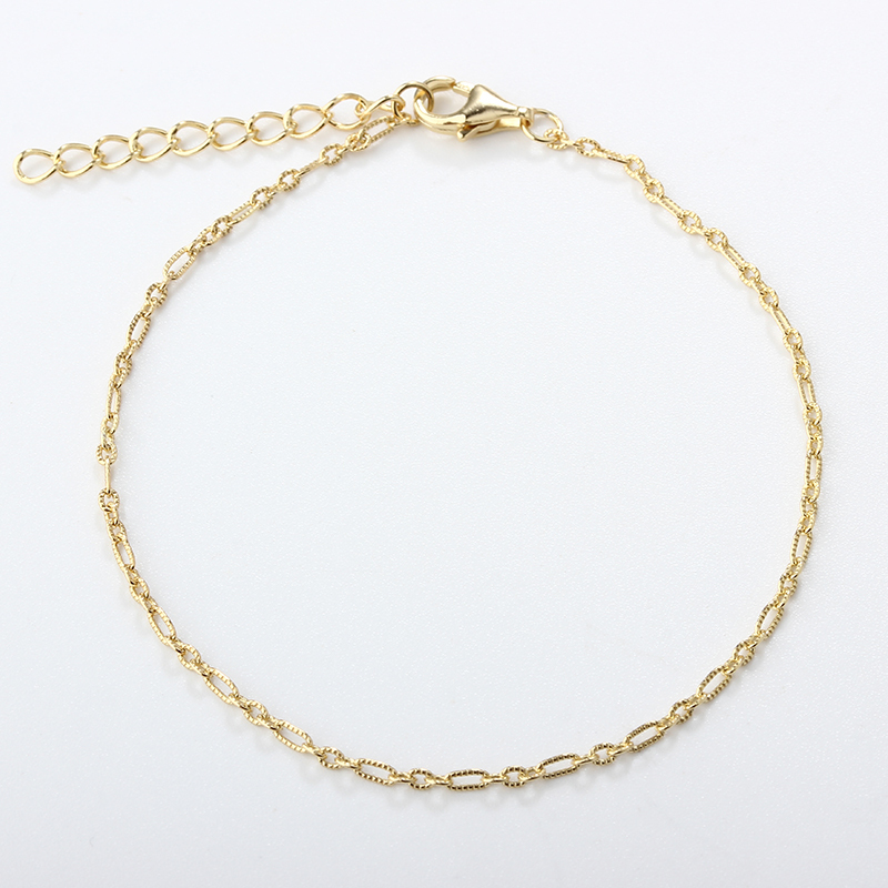 925 Sterling Silver Textured Paperclip Link Chain Bracelet