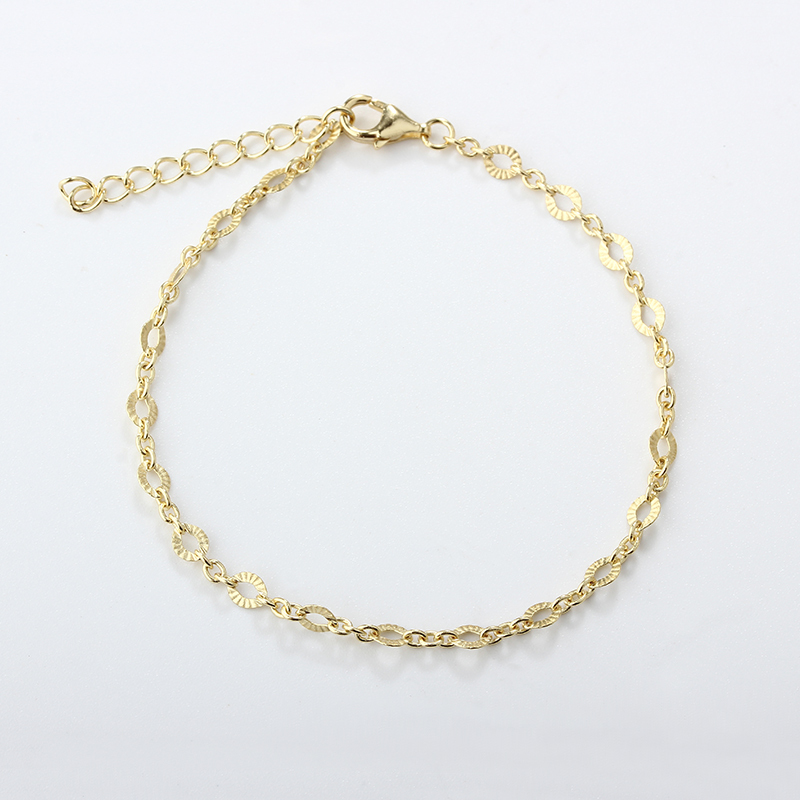 925 Sterling Silver Textured Sunburst Oval Link Chain Bracelet