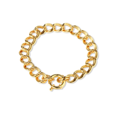 925 Sterling Silver Gold Textured Chain Link Bracelet
