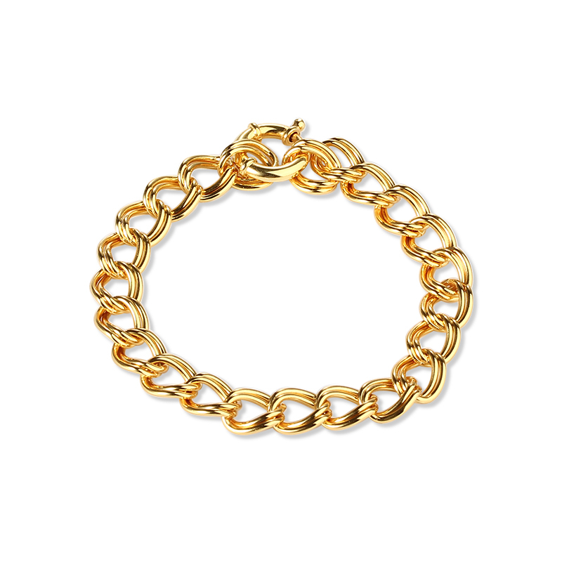 925 Sterling Silver Gold Textured Chain Link Bracelet