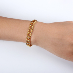 925 Sterling Silver Gold Textured Chain Link Bracelet