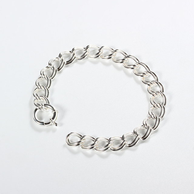 925 Sterling Silver Gold Textured Chain Link Bracelet