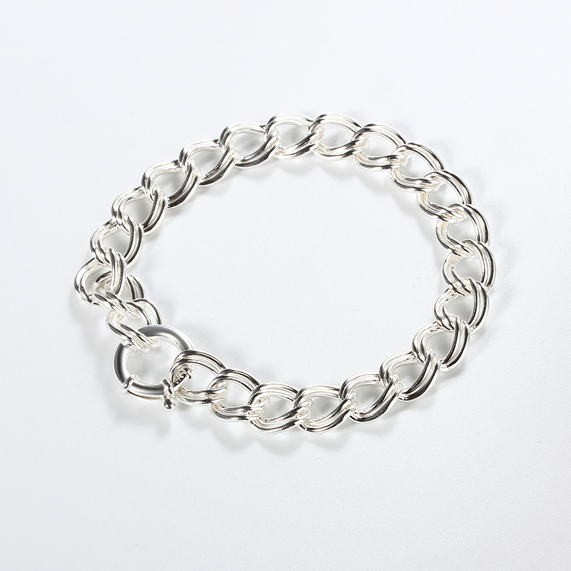925 Sterling Silver Gold Textured Chain Link Bracelet
