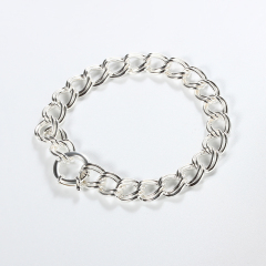 925 Sterling Silver Gold Textured Chain Link Bracelet