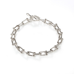 925 Sterling Silver Paperclip Chain Bracelet with Ball Accents
