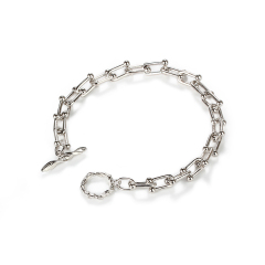 925 Sterling Silver Paperclip Chain Bracelet with Ball Accents