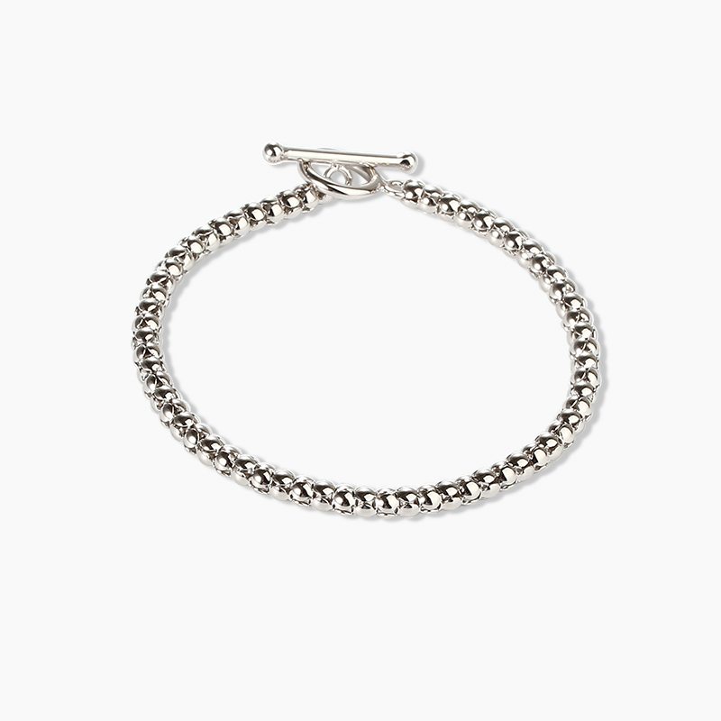 925 Sterling Silver Popcorn Chain Bracelet with Toggle Clasp