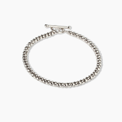 925 Sterling Silver Popcorn Chain Bracelet with Toggle Clasp