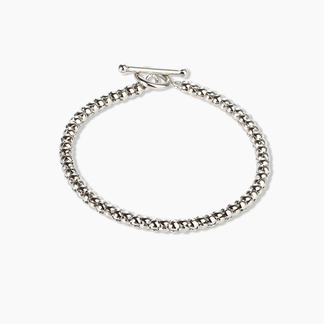 925 Sterling Silver Popcorn Chain Bracelet with Toggle Clasp