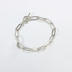 925 Sterling Silver Paperclip Chain Toggle Bracelet