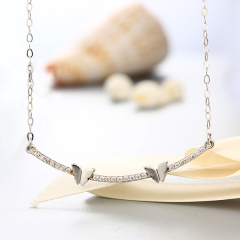 925 Sterling Silver CZ Stones Line Butterfly Necklaces