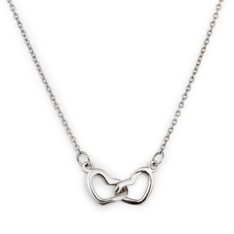 925 Sterling Silver Interlocking Hearts Pendant Necklace