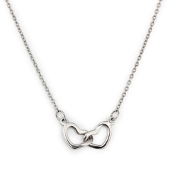 925 Sterling Silver Interlocking Hearts Pendant Necklace